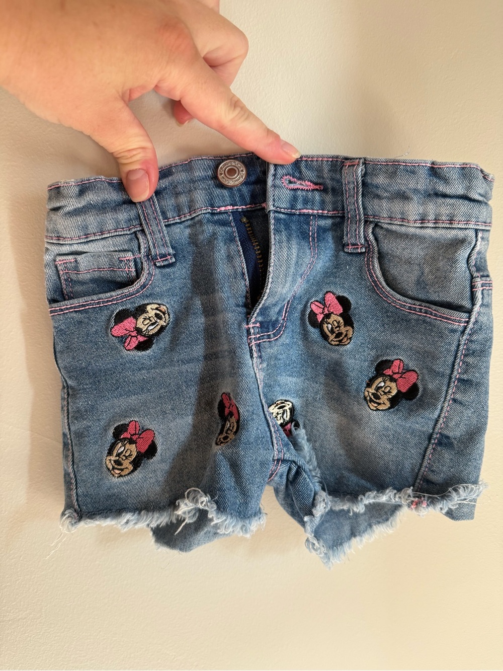 Vintage Disney Minnie Mouse Embroidered Denim Shorts for Toddler - Baby Girl